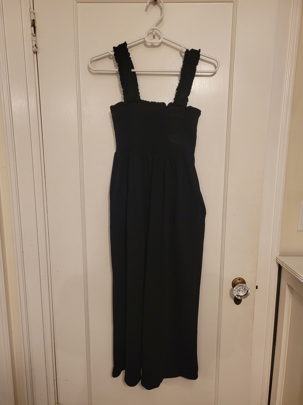 Black Smocked Strap Maxi Dress